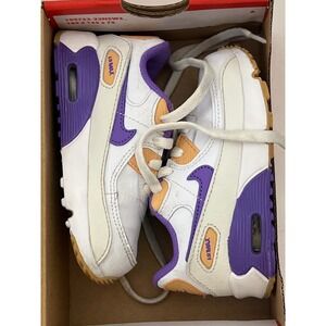 Nike‎ Air Max 90 Toddler Shoes White Purple Yellow Casual Sneakers Size 7c